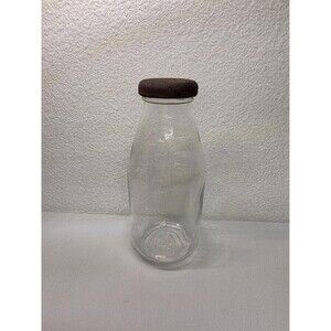 Vintage Glass Milk Bottle with Metal Lid, Rustic Farmhouse Kitchen Decor Pantry